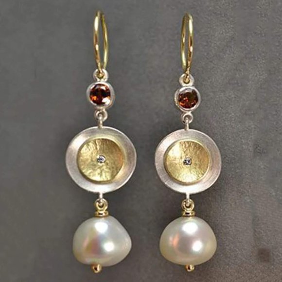 Jewelry - Fashion big pearl metal size circle long e…